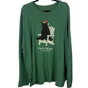 Life is Good Men's Green Holiday Adirondack Papa Bear Long Sleeve Crusher Tee